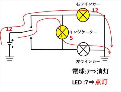 インジケーターランプが１つの回路構成
