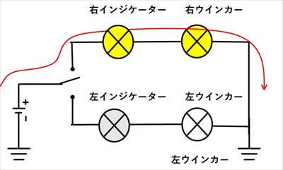 インジケーターが２つの回路構成