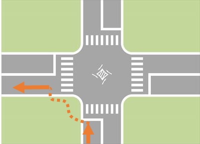 赤信号の交差点で、バイクを降りて歩道を通り左折するのは合法？